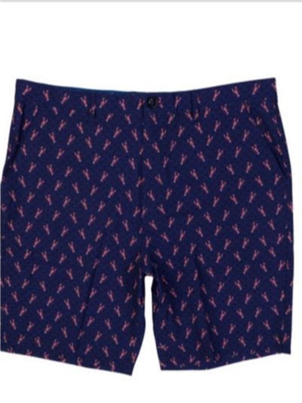 Men's Navy Swim Trunks with Pink Lobster Print